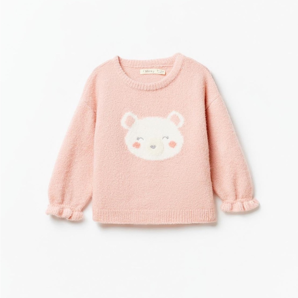 Sfera Soft Pink Bear Sweater Baby